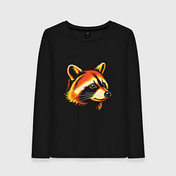Лонгслив хлопковый женский Оранжевый енот, цвет: черный
