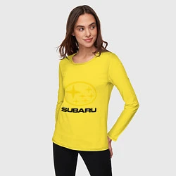 Лонгслив хлопковый женский Subaru Logo, цвет: желтый — фото 2