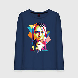 Лонгслив хлопковый женский Kurt Cobain: Colors, цвет: тёмно-синий