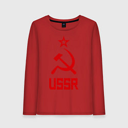 Лонгслив хлопковый женский СССР - великая держава, цвет: красный