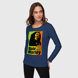 Лонгслив хлопковый женский Bob Marley: Jamaica, цвет: тёмно-синий — фото 2
