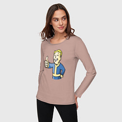 Лонгслив хлопковый женский Fallout vault boy, цвет: пыльно-розовый — фото 2