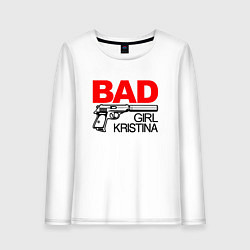 Лонгслив хлопковый женский Bad girl Kristina, цвет: белый