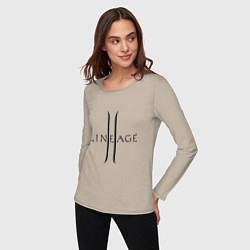 Лонгслив хлопковый женский Lineage logo, цвет: миндальный — фото 2