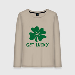 Лонгслив хлопковый женский Get lucky, цвет: миндальный