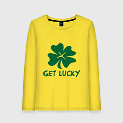 Лонгслив хлопковый женский Get lucky, цвет: желтый