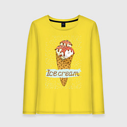 Лонгслив хлопковый женский Ice cream, цвет: желтый