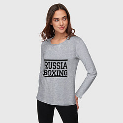 Лонгслив хлопковый женский Russia boxing, цвет: меланж — фото 2