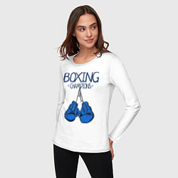 Лонгслив хлопковый женский Boxing champions, цвет: белый — фото 2