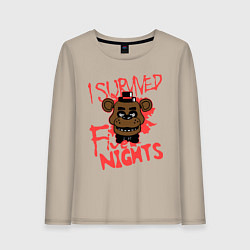 Лонгслив хлопковый женский I Survived Five Night, цвет: миндальный