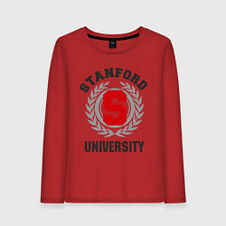 Лонгслив хлопковый женский Stanford University, цвет: красный