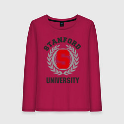Лонгслив хлопковый женский Stanford University, цвет: маджента