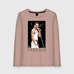 Лонгслив хлопковый женский Queen: Freddie, цвет: пыльно-розовый
