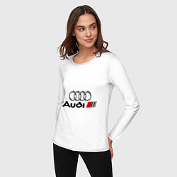 Лонгслив хлопковый женский Audi, цвет: белый — фото 2