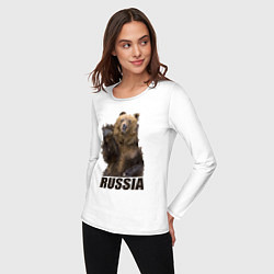 Лонгслив хлопковый женский Russia: Poly Bear, цвет: белый — фото 2