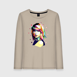 Лонгслив хлопковый женский Taylor Swift Art, цвет: миндальный