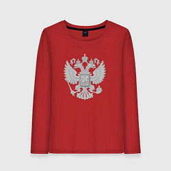 Лонгслив хлопковый женский Герб России, цвет: красный