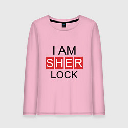 Лонгслив хлопковый женский I am Sherlock, цвет: светло-розовый