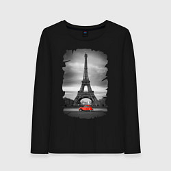 Лонгслив хлопковый женский Эйфелева башня, цвет: черный