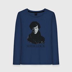 Лонгслив хлопковый женский Sherlock Art, цвет: тёмно-синий