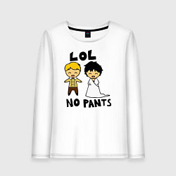 Лонгслив хлопковый женский LOL: No Pants, цвет: белый