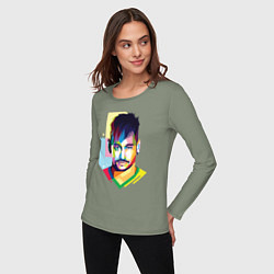 Лонгслив хлопковый женский Neymar: fun-art, цвет: авокадо — фото 2