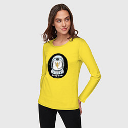 Лонгслив хлопковый женский Космонавт 7.7, цвет: желтый — фото 2