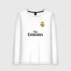 Лонгслив хлопковый женский Real Madrid: Fly Emirates, цвет: белый