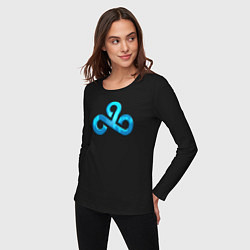 Лонгслив хлопковый женский Cloud9 Foil Металлический эффект, цвет: черный — фото 2