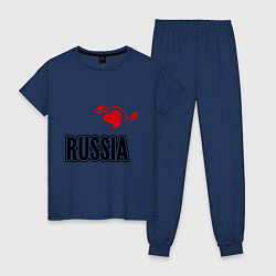 Пижама хлопковая женская Russia Leaf, цвет: тёмно-синий