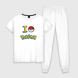 Пижама хлопковая женская Покемон I love pokemon, цвет: белый