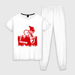 Пижама хлопковая женская Велосипед, цвет: белый