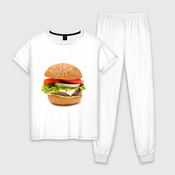 Пижама хлопковая женская Гамбургер, цвет: белый
