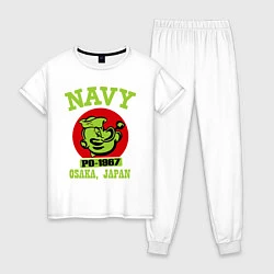 Пижама хлопковая женская Navy: Po-1967, цвет: белый