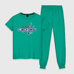 Пижама хлопковая женская Washington Capitals, цвет: зеленый