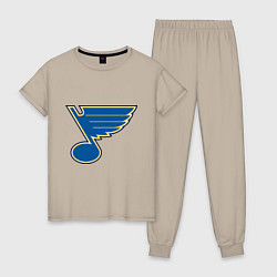 Пижама хлопковая женская St Louis Blues, цвет: миндальный