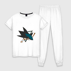 Пижама хлопковая женская San Jose Sharks, цвет: белый