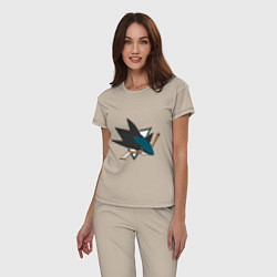 Пижама хлопковая женская San Jose Sharks, цвет: миндальный — фото 2
