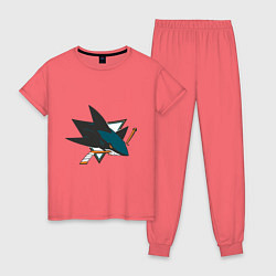 Пижама хлопковая женская San Jose Sharks, цвет: коралловый