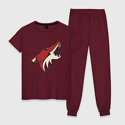 Пижама хлопковая женская Phoenix Coyotes, цвет: меланж-бордовый