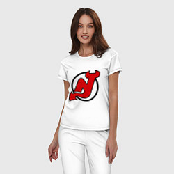 Пижама хлопковая женская New Jersey Devils, цвет: белый — фото 2