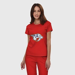 Пижама хлопковая женская Nashville Predators, цвет: красный — фото 2