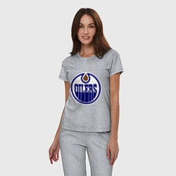 Пижама хлопковая женская Edmonton Oilers, цвет: меланж — фото 2
