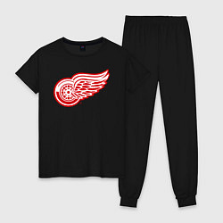 Пижама хлопковая женская Detroit Red Wings, цвет: черный