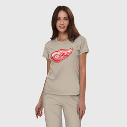 Пижама хлопковая женская Detroit Red Wings, цвет: миндальный — фото 2