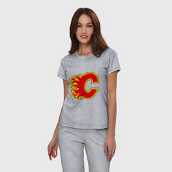 Пижама хлопковая женская Calgary Flames, цвет: меланж — фото 2