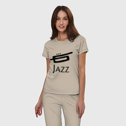Пижама хлопковая женская Jazz, цвет: миндальный — фото 2