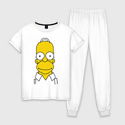 Пижама хлопковая женская Homer Face, цвет: белый