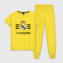 Пижама хлопковая женская Real Madrid Lines, цвет: желтый
