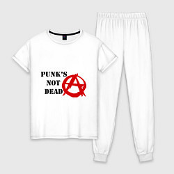 Пижама хлопковая женская Punks not dead, цвет: белый